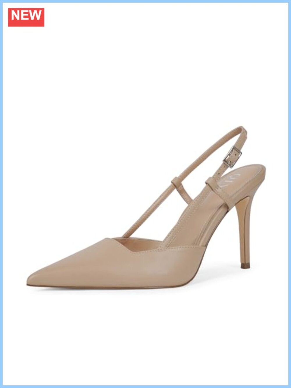 Slingback Heels Women's Stiletto Pointed Toe Dress Pumps Faux Leather